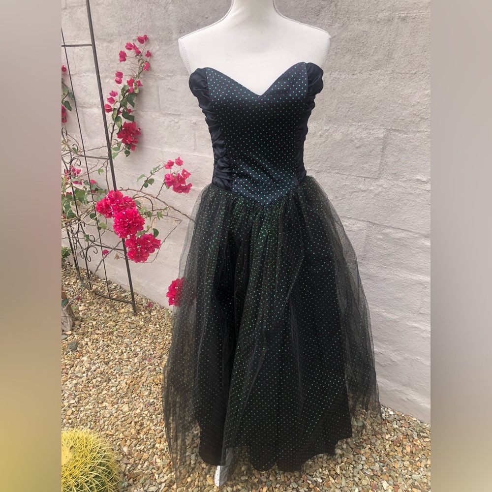 Vintage Gunne sax strapless black tulle prom tulle dress sparkly - Picture 2 of 12